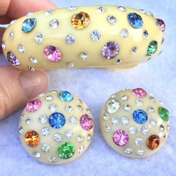 Weiss Jewelry - SOLD Weiss rhinestone clamper bracelet earrings